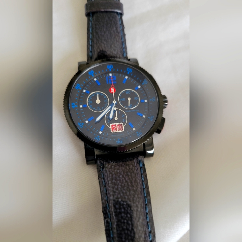 Michelle Round Leather Watch